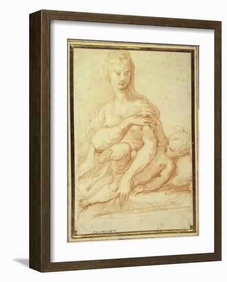 The Virgin Playing with the Child on Her Lap-Parmigianino-Framed Giclee Print