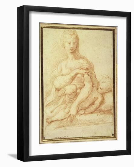 The Virgin Playing with the Child on Her Lap-Parmigianino-Framed Giclee Print