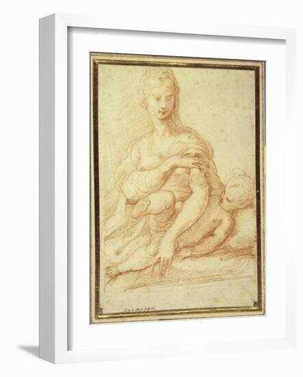 The Virgin Playing with the Child on Her Lap-Parmigianino-Framed Giclee Print