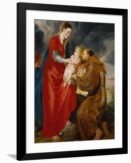 The Virgin Presents the Infant Jesus to Saint Francis, 1618-Peter Paul Rubens-Framed Giclee Print