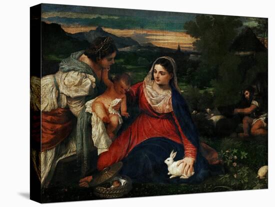 The Virgin with the Rabbit-Titian (Tiziano Vecelli)-Stretched Canvas