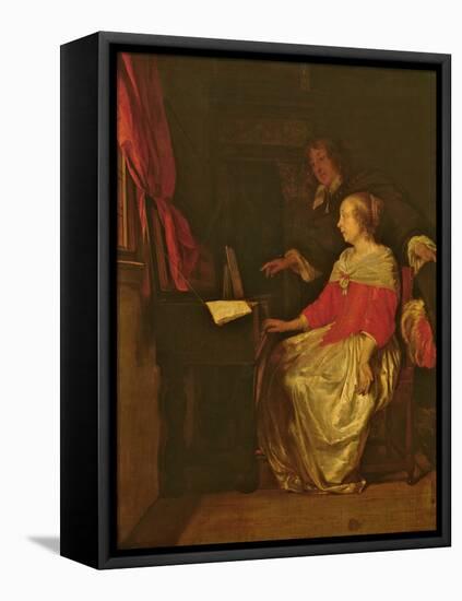 The Virginal Lesson-Gabriel Metsu-Framed Stretched Canvas