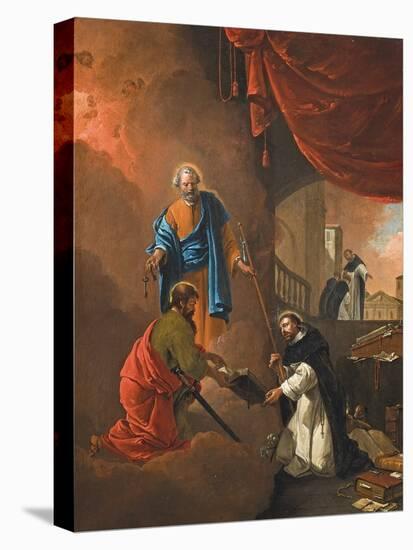 The Vision of Saint Dominic, with Saint Dominic Blessing Two Missionary Friars beyond (Oil on Panel-Thomas Wyck-Stretched Canvas