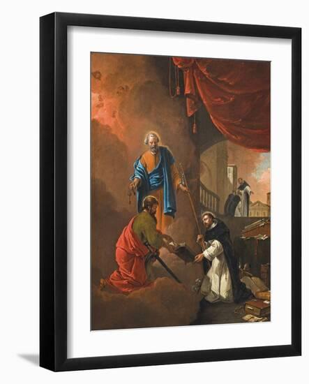 The Vision of Saint Dominic, with Saint Dominic Blessing Two Missionary Friars beyond (Oil on Panel-Thomas Wyck-Framed Giclee Print
