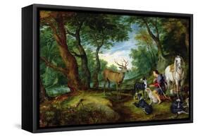 The Vision of St. Hubert, c.1620-Jan Brueghel the Elder-Framed Stretched Canvas