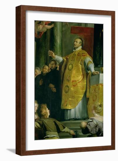 The Vision of St. Ignatius of Loyola (circa 1491-1556) Detail of the Saint, 1617-18-Peter Paul Rubens-Framed Giclee Print