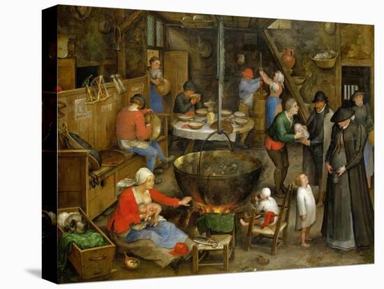 The Visit at the Leasehold Farm, circa 1597-Jan Brueghel the Elder-Stretched Canvas