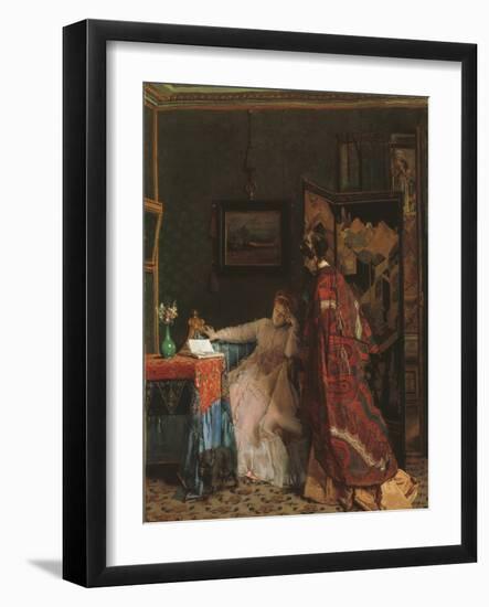 The Visit, before 1869 (Oil on Canvas)-Alfred Emile Stevens-Framed Giclee Print