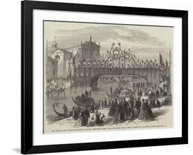 The Visit of King Victor Emmanuel to Venice, Decorated Bridge over the Grand Canal-null-Framed Giclee Print