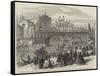 The Visit of King Victor Emmanuel to Venice, Decorated Bridge over the Grand Canal-null-Framed Stretched Canvas