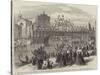 The Visit of King Victor Emmanuel to Venice, Decorated Bridge over the Grand Canal-null-Stretched Canvas