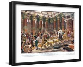 The Visit of the Queen of Sheba to King Solomon, Illustration from 'Hutchinson's History of the…-Edward John Poynter-Framed Giclee Print