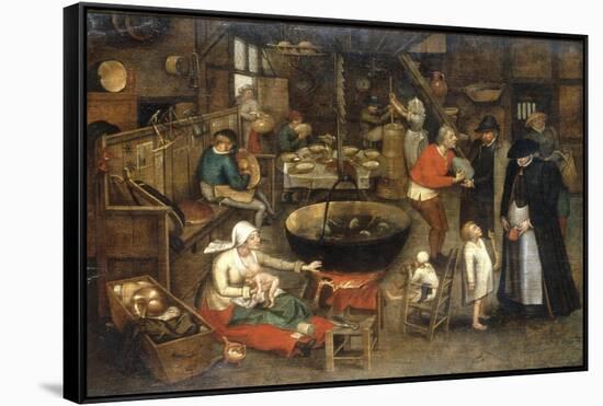 The Visit to the Farm-Pieter Bruegel the Elder-Framed Stretched Canvas