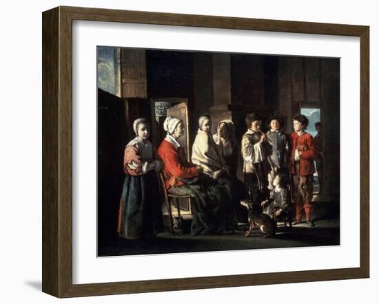 The Visit to the Grandmother, 1645-Louis Le Nain-Framed Giclee Print