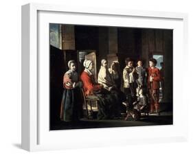 The Visit to the Grandmother, 1645-Louis Le Nain-Framed Giclee Print