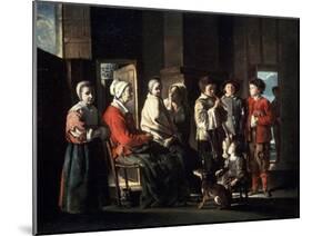 The Visit to the Grandmother, 1645-Louis Le Nain-Mounted Giclee Print