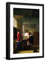 The Visit-Pieter de Hooch-Framed Art Print