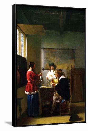 The Visit-Pieter de Hooch-Framed Stretched Canvas