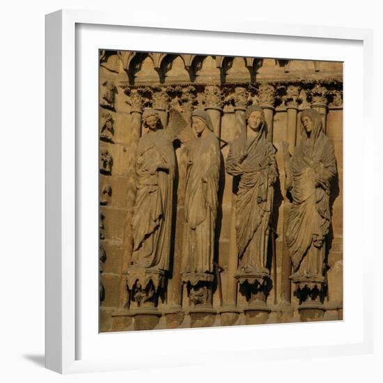 The Visitation, Four Jamb Figures from the West Facade of the Cathedral, circa 1230-40-null-Framed Giclee Print