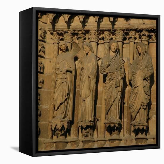 The Visitation, Four Jamb Figures from the West Facade of the Cathedral, circa 1230-40-null-Framed Stretched Canvas