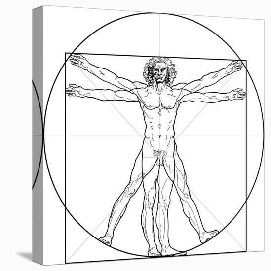 The Vitruvian Man, or Leonardo's Man-Green Ocean-Stretched Canvas