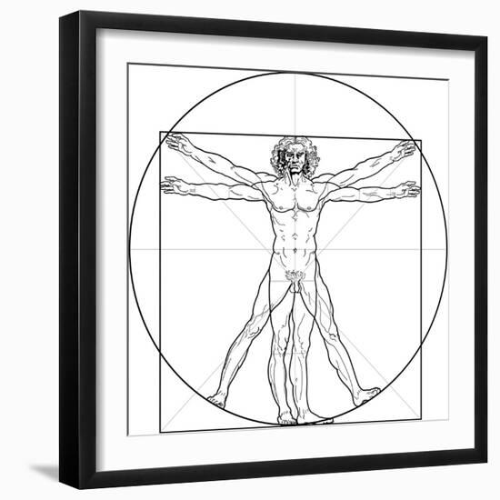 The Vitruvian Man, or Leonardo's Man-Green Ocean-Framed Premium Giclee Print