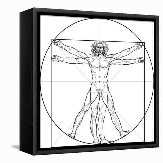 The Vitruvian Man, or Leonardo's Man-Green Ocean-Framed Stretched Canvas