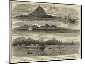 The Volcanic Eruption at Java, Views of Krakatoa and Anjer, Now Completely Destroyed-null-Mounted Giclee Print