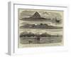 The Volcanic Eruption at Java, Views of Krakatoa and Anjer, Now Completely Destroyed-null-Framed Giclee Print