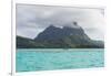 The volcanic rock in the turquoise lagoon of Bora Bora, Society Islands, French Polynesia, Pacific-Michael Runkel-Framed Photographic Print