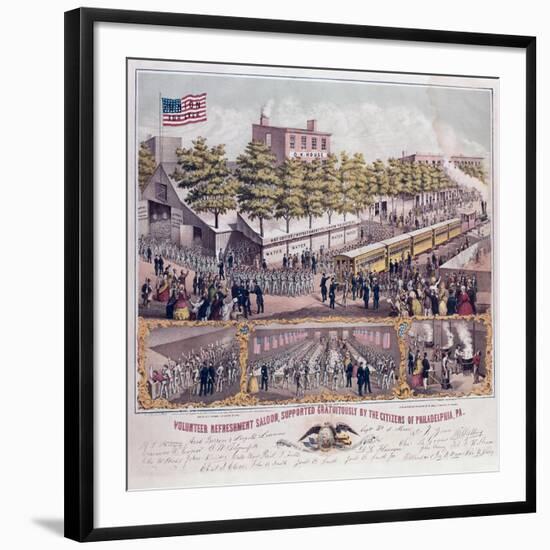 The Volunteer Refreshment Saloon Supported Gratuitously by the Citizens of Philadelphia-null-Framed Giclee Print