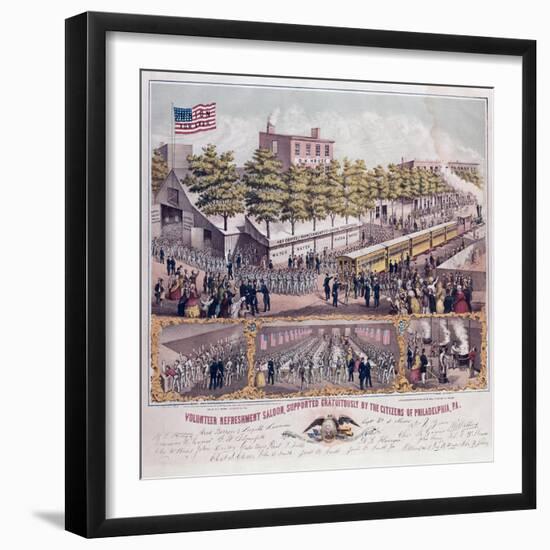 The Volunteer Refreshment Saloon Supported Gratuitously by the Citizens of Philadelphia-null-Framed Giclee Print