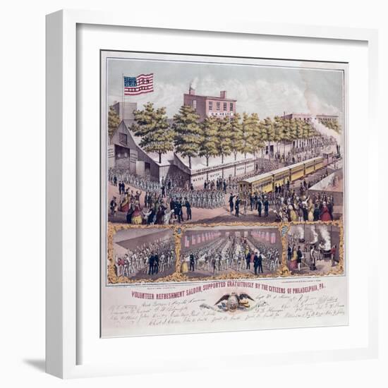 The Volunteer Refreshment Saloon Supported Gratuitously by the Citizens of Philadelphia-null-Framed Giclee Print