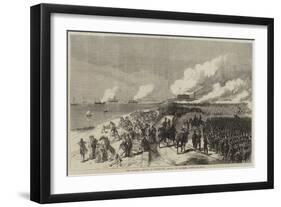 The Volunteer Review at Portsmouth, Attack on Southsea Castle-null-Framed Giclee Print