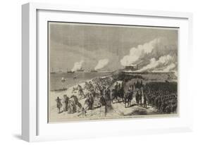 The Volunteer Review at Portsmouth, Attack on Southsea Castle-null-Framed Giclee Print