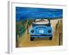 The VW Bug Series - The Blue Volkswagen Bug at the Beach-Martina Bleichner-Framed Art Print