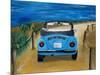 The VW Bug Series - The Blue Volkswagen Bug at the Beach-Martina Bleichner-Mounted Art Print