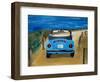 The VW Bug Series - The Blue Volkswagen Bug at the Beach-Martina Bleichner-Framed Art Print