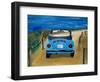 The VW Bug Series - The Blue Volkswagen Bug at the Beach-Martina Bleichner-Framed Art Print