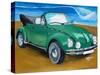 The VW Bug Series - The Green Volkswagen Bug at the the Beach-Martina Bleichner-Stretched Canvas