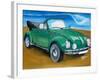 The VW Bug Series - The Green Volkswagen Bug at the the Beach-Martina Bleichner-Framed Art Print
