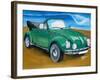 The VW Bug Series - The Green Volkswagen Bug at the the Beach-Martina Bleichner-Framed Art Print