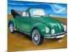 The VW Bug Series - The Green Volkswagen Bug at the the Beach-Martina Bleichner-Mounted Art Print