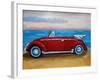 The VW Bug Series - The Red Volkswagen Bug at the beach-Martina Bleichner-Framed Art Print