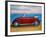 The VW Bug Series - The Red Volkswagen Bug at the beach-Martina Bleichner-Framed Art Print