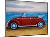 The VW Bug Series - The Red Volkswagen Bug at the beach-Martina Bleichner-Mounted Art Print