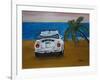 The VW Bug Series - The White Volkswagen Bug at the Beach-Martina Bleichner-Framed Art Print