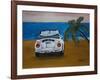 The VW Bug Series - The White Volkswagen Bug at the Beach-Martina Bleichner-Framed Art Print