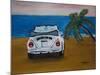 The VW Bug Series - The White Volkswagen Bug at the Beach-Martina Bleichner-Mounted Art Print