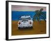 The VW Bug Series - The White Volkswagen Bug at the Beach-Martina Bleichner-Framed Art Print